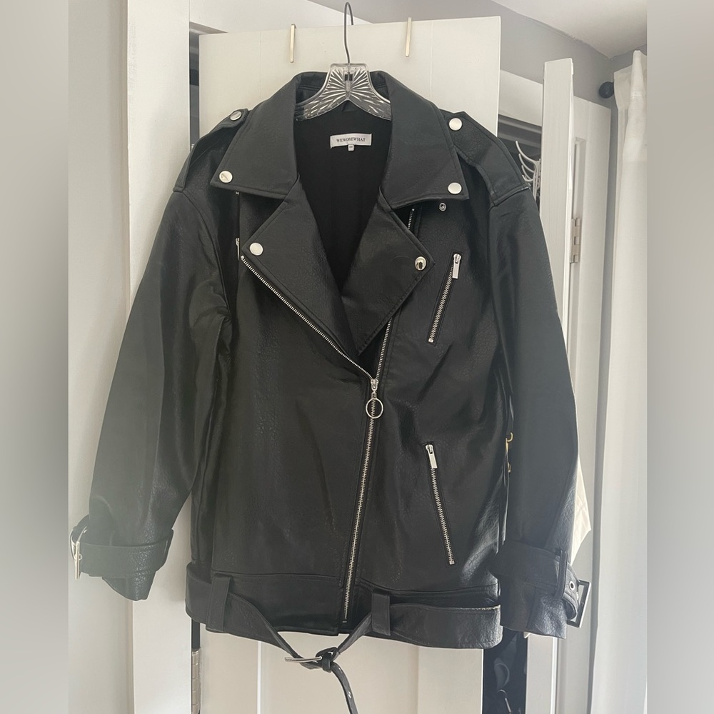 Black We Wore What oversized leather jacket